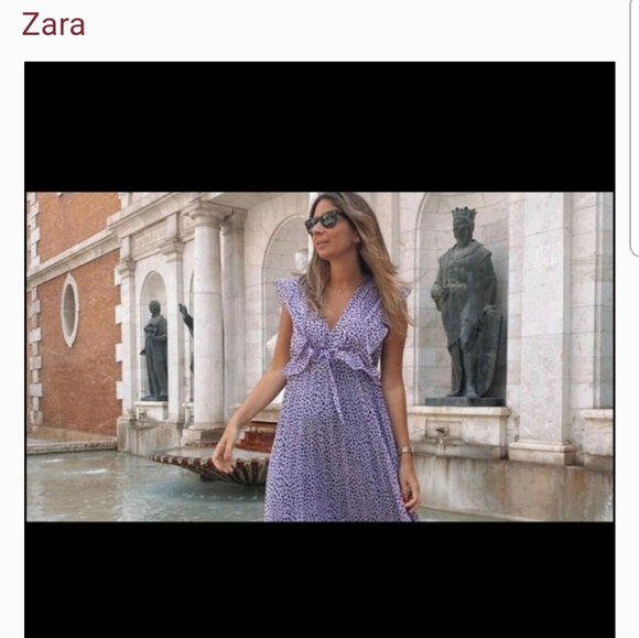 ZARA Printed Pleated Dress - Picture 3 of 9